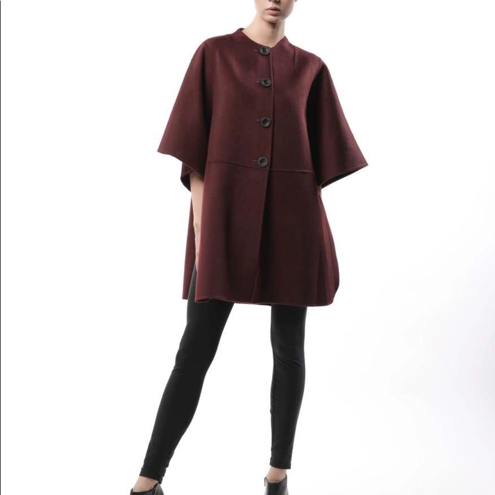 Burgundy Cashmere Cape Coat